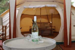 Daylesford-Glamping-Tranquility-Alfresco Wine on the deck